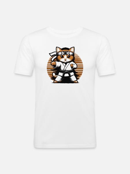 Kawaii Cat Karate Dojo Design - Men's Slim Fit T-Shirt - white