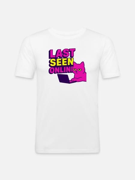 Sidst set online: Meme-design med irriteret kat - Herre Slim Fit T-Shirt - hvid