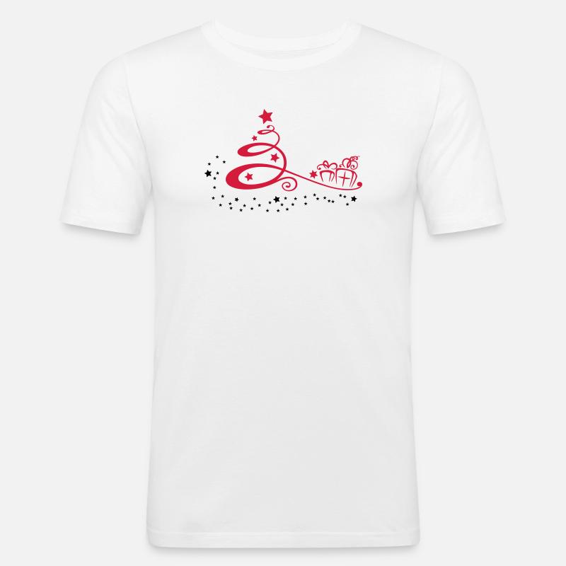 Weihnachtsbaum mit Sternen und Geschenken - Männer Slim Fit T-Shirt - Weiß