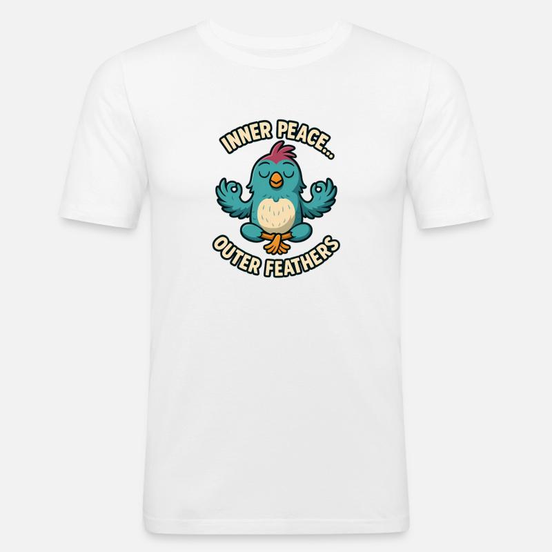 Inner Peace Outer Feather Design - Männer Slim Fit T-Shirt - Weiß