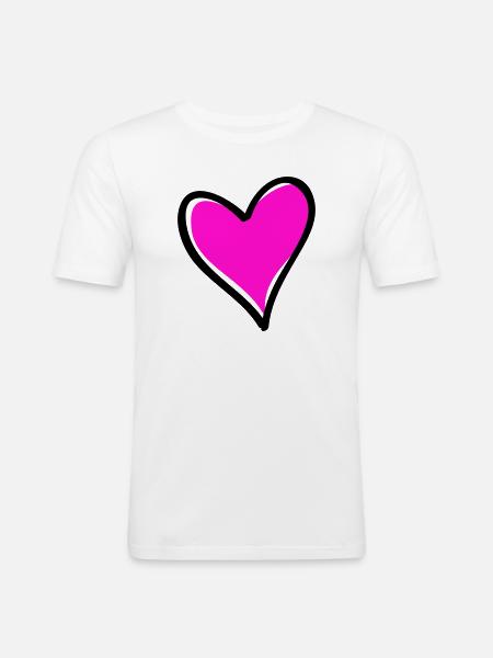 Bright Pink Heart Motif - Men's Slim Fit T-Shirt - white