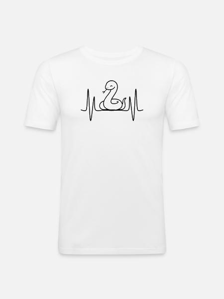Snake heartbeat line motif - Men's Slim Fit T-Shirt - white