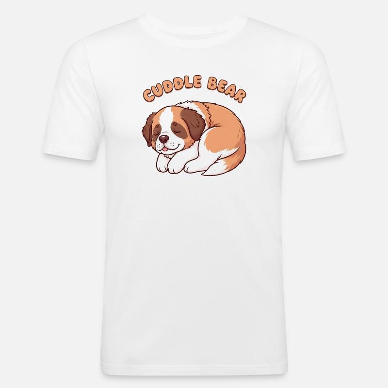 Bernhardiner Welpe Cuddle Bear - Männer Slim Fit T-Shirt - Weiß
