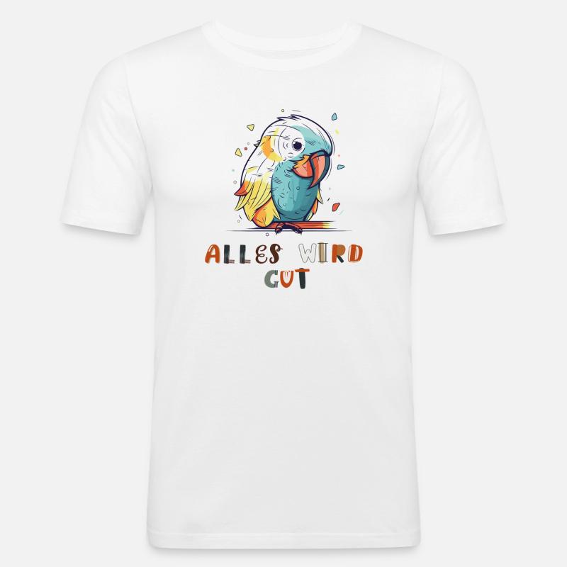 Bunter Papagei, alles wird gut - Männer Slim Fit T-Shirt - Weiß