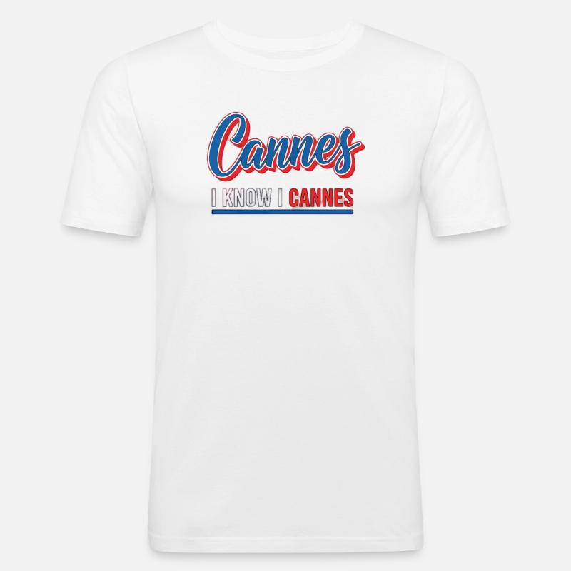 I know I Cannes Retro Design - Männer Slim Fit T-Shirt - Weiß