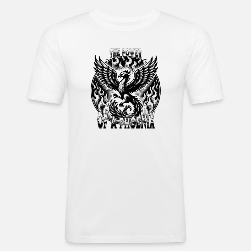 Feuriger Phönix mit Feuer  - Männer Slim Fit T-Shirt - Weiß