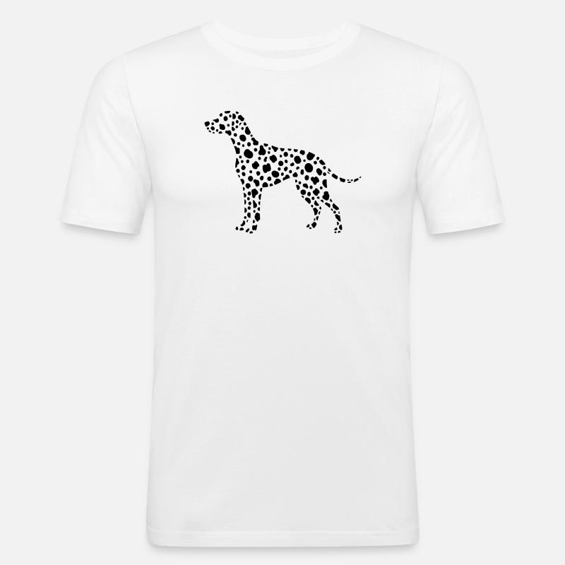 Dalmatiner Silhouette minimalistisch Hundebesitzer - Männer Slim Fit T-Shirt - Weiß