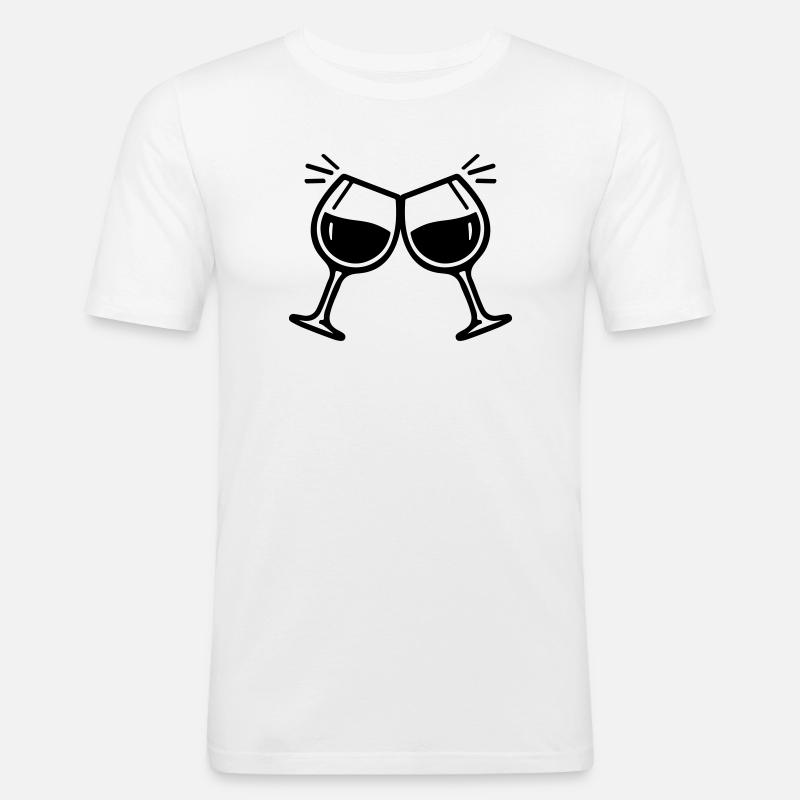 Weinglas Anstoßen Prost Wein - Männer Slim Fit T-Shirt - Weiß