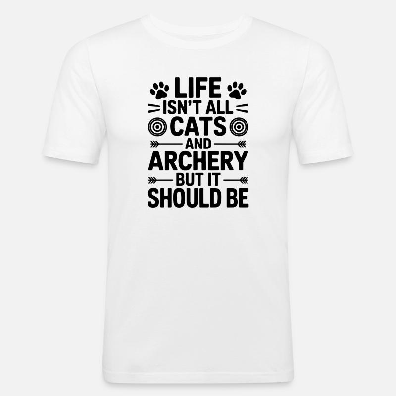 Bogenschießen Spruch Katzen Bogenschießen Geschenk - Männer Slim Fit T-Shirt - Weiß