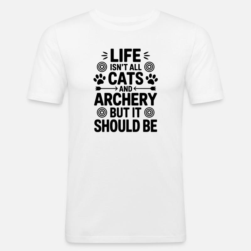 Bogenschießen Spruch Katzen Bogenschießen Geschenk - Männer Slim Fit T-Shirt - Weiß