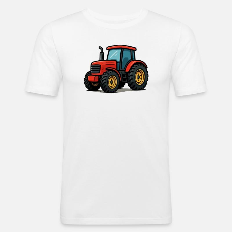 Traktor Comic - Männer Slim Fit T-Shirt - Weiß