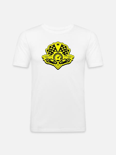 Racing racing flag exhaust speedometer - Men's Slim Fit T-Shirt - white