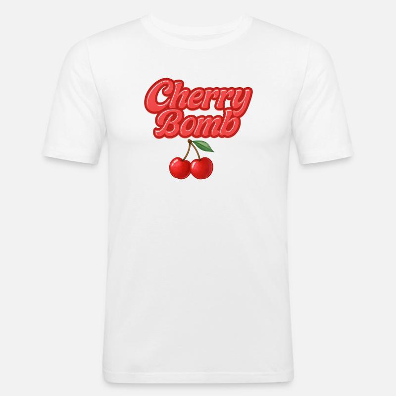 cherry bomb / y2k design - Männer Slim Fit T-Shirt - Weiß