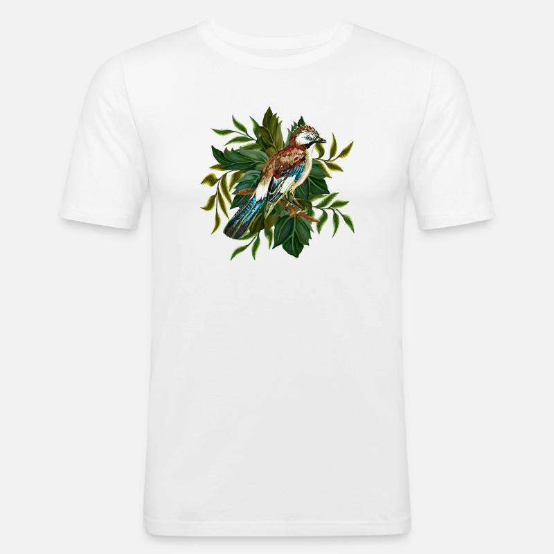 Bunter Vogel - Männer Slim Fit T-Shirt - Weiß