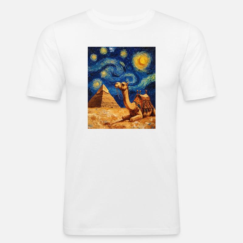 Kamel Van Gogh Style Starry  - Männer Slim Fit T-Shirt - Weiß