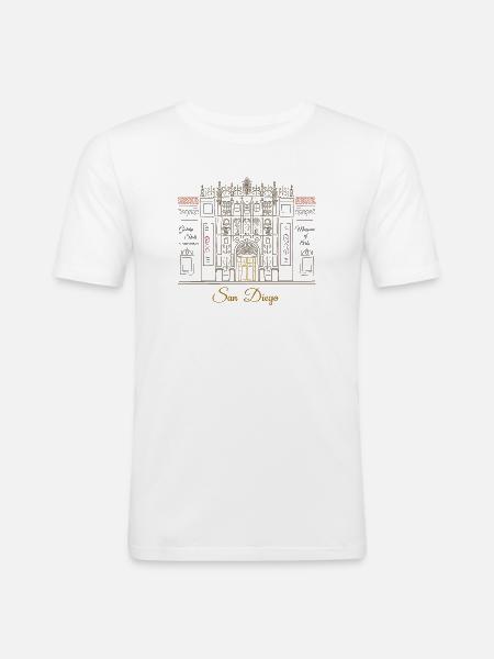 San Diego Illustration, Kunstmuseum handgezeichnet - Männer Slim Fit T-Shirt - Weiß