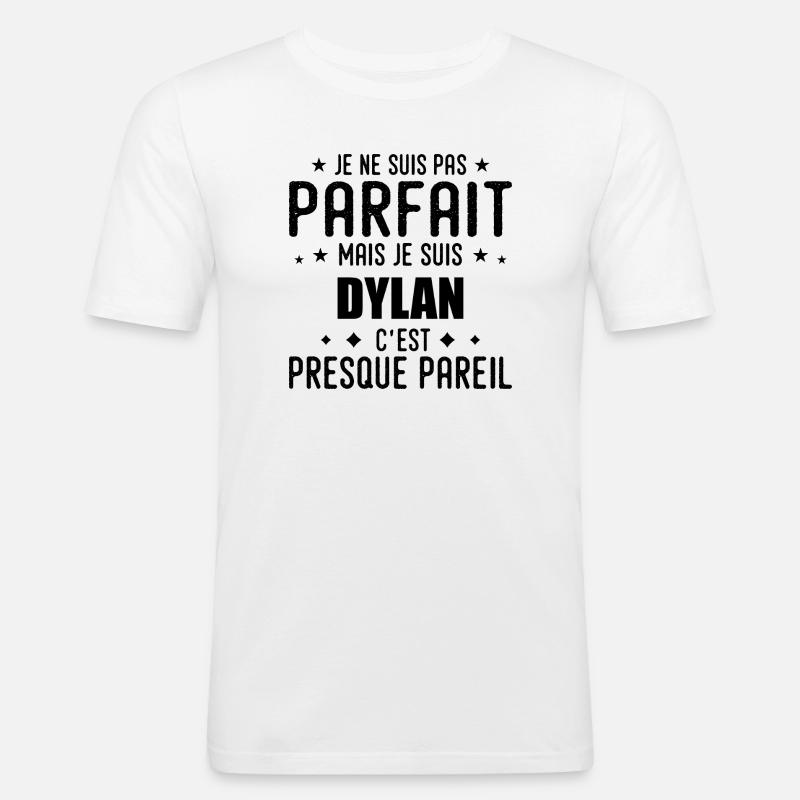 Dylan: authentisch, unvollkommen, oberflächlich, perfekt - Männer Slim Fit T-Shirt - Weiß