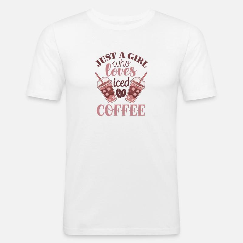 Mädchen, das Eiskaffee liebt - Männer Slim Fit T-Shirt - Weiß