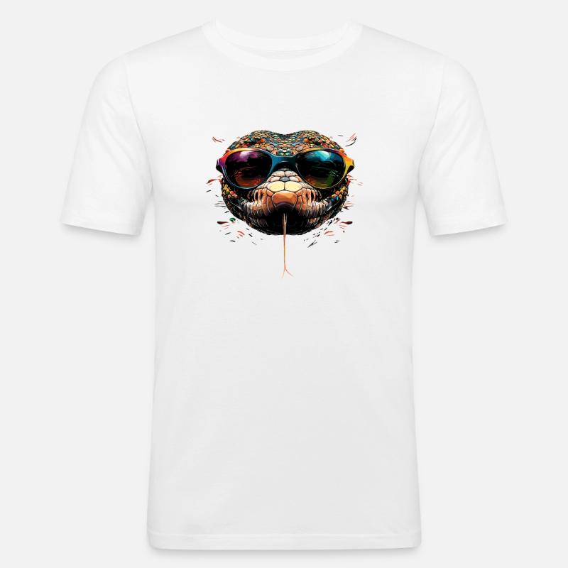 Schlange Python Kobra Klapperschlange Schlangen - Männer Slim Fit T-Shirt - Weiß