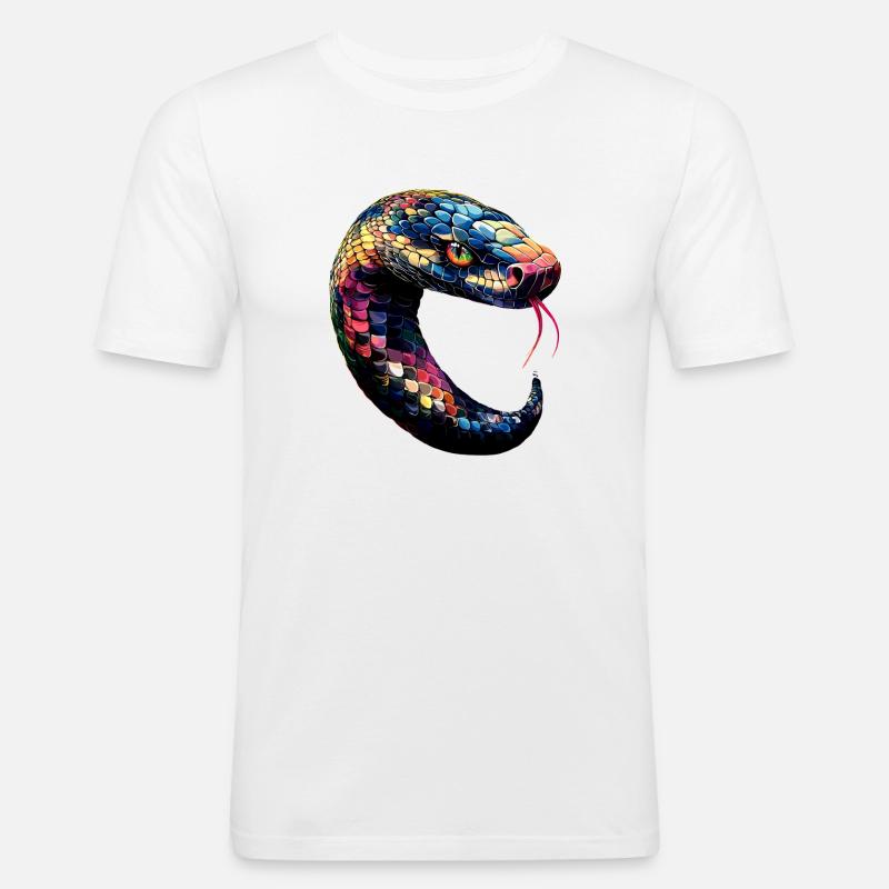 Schlange Python Kobra Klapperschlange Schlangen - Männer Slim Fit T-Shirt - Weiß
