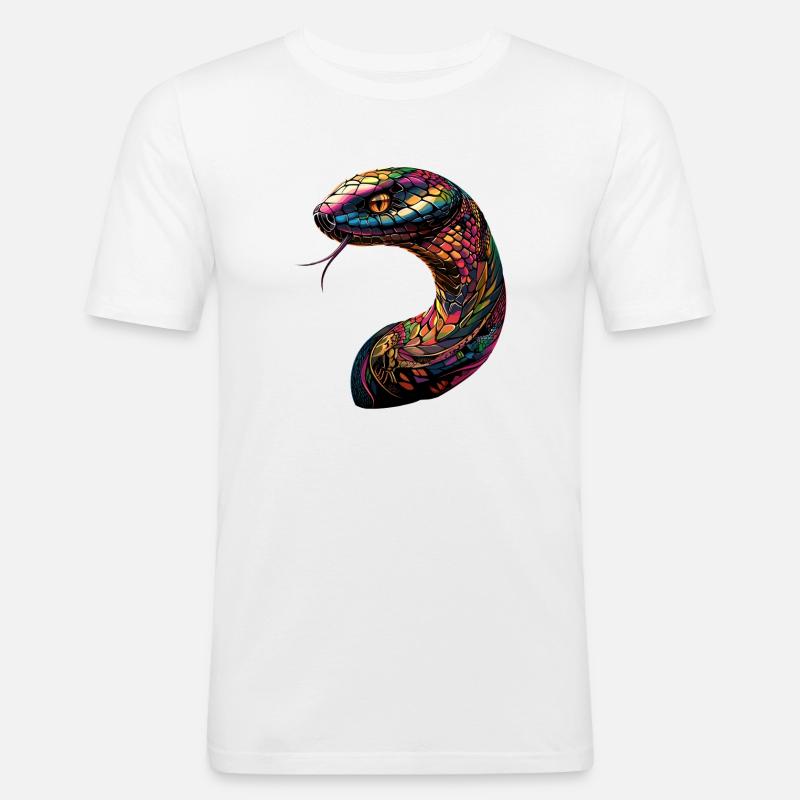 Schlange Python Kobra Klapperschlange Schlangen - Männer Slim Fit T-Shirt - Weiß