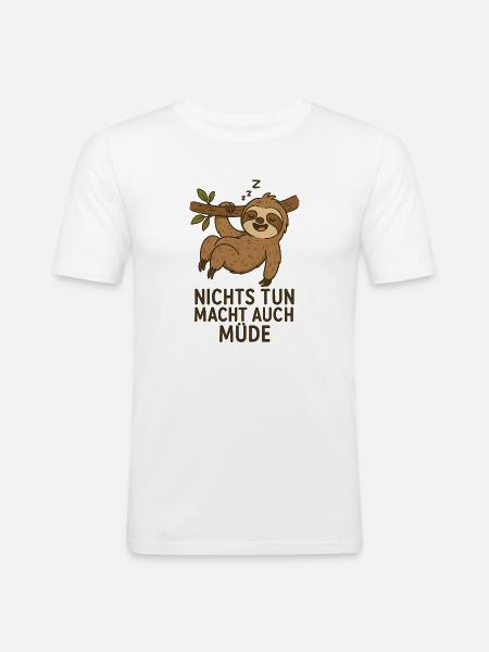 Nap sloth with slogan funny sayings - Men's Slim Fit T-Shirt - white