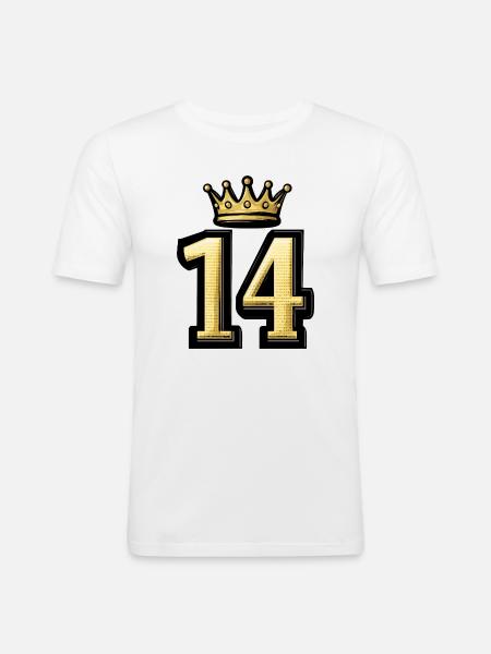 Couronne numéro 14 - T-shirt près du corps Homme - blanc