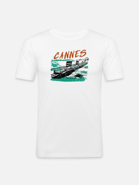 Cannes Côte d'Azur Illustration - Men's Slim Fit T-Shirt - white
