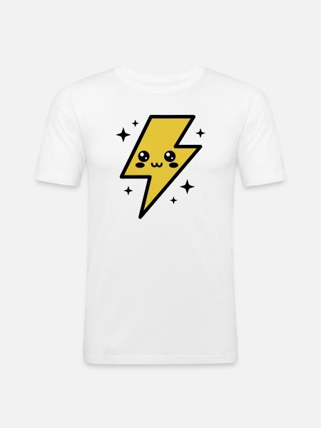 Kawaii lightning bolt with expressive face - Men's Slim Fit T-Shirt - white