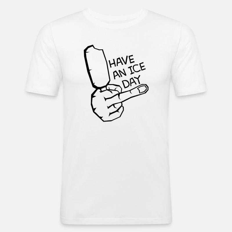 HAV E NICE DAY - Männer Slim Fit T-Shirt - Weiß