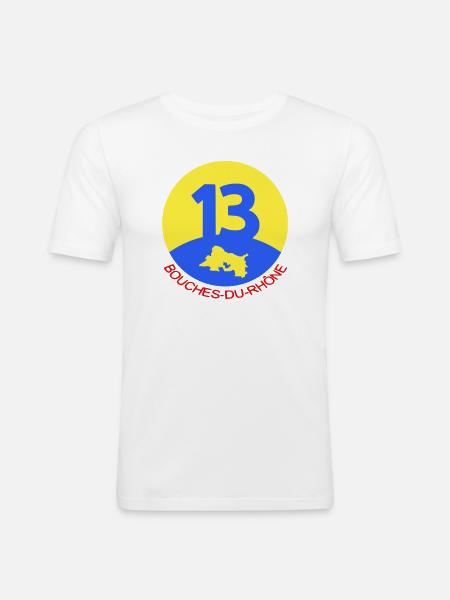 13 Bouches-du-Rhône - Men's Slim Fit T-Shirt - white