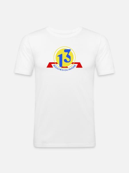 Logo 13 Bouches-du-Rhône - Men's Slim Fit T-Shirt - white