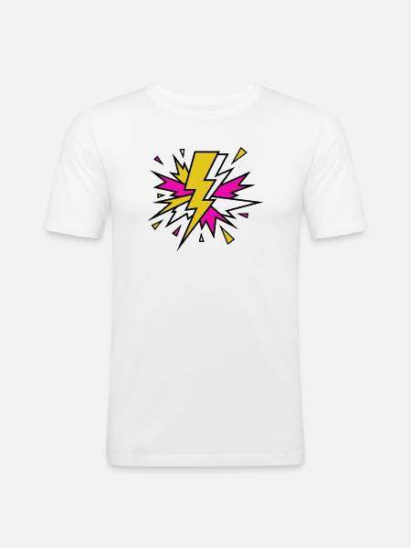 Yellow Beam Neon Explosion - Men's Slim Fit T-Shirt - white