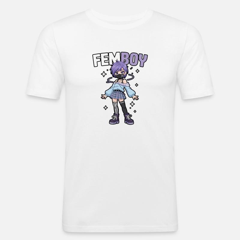 Femboy im Emo-Look mit Glitzer - Männer Slim Fit T-Shirt - Weiß