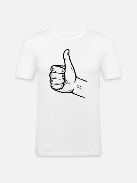 Thumbs Up Hand Sign – Thumbs Up Symbol - Men's Slim Fit T-Shirt - white