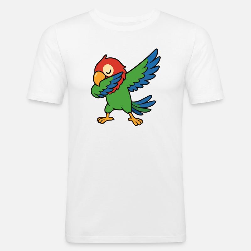 Papagei Dabbing Comic - Männer Slim Fit T-Shirt - Weiß