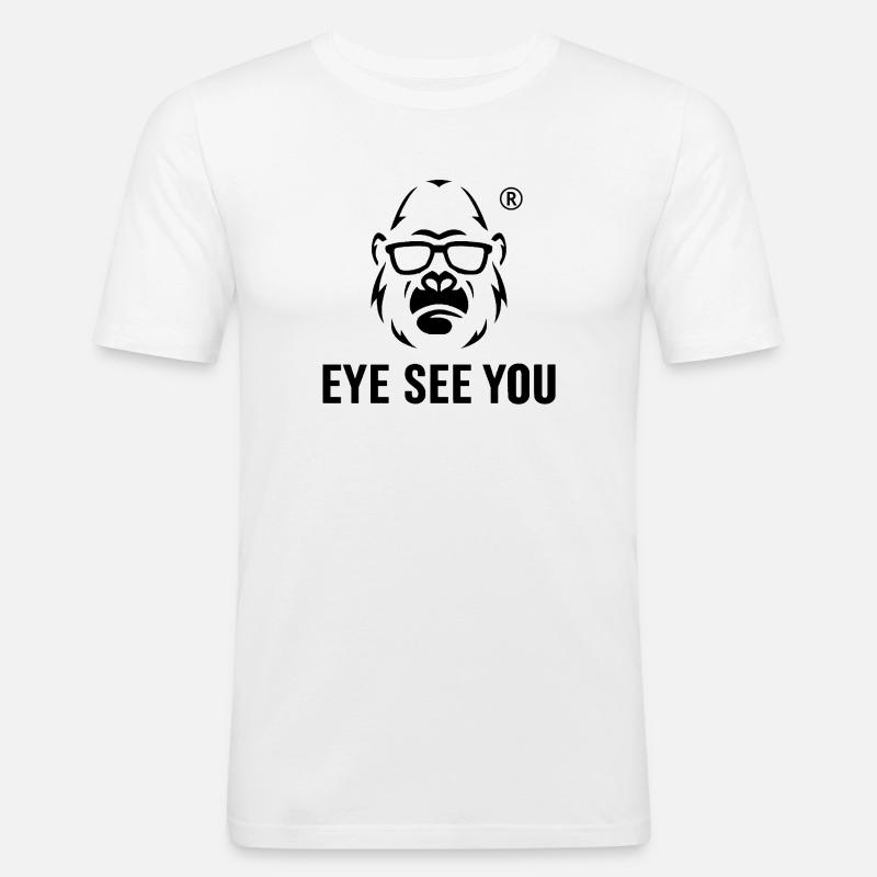 Gorilla mit Sonnenbrille Evil SeeV - Männer Slim Fit T-Shirt - Weiß
