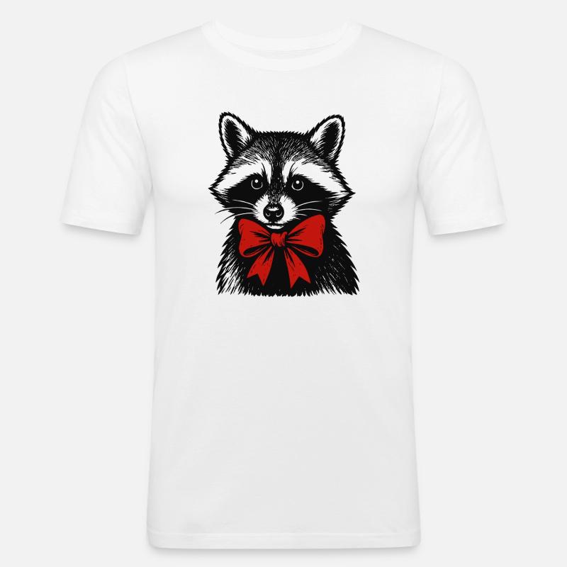 Weihnachts Waschbär mit Schleife - Männer Slim Fit T-Shirt - Weiß