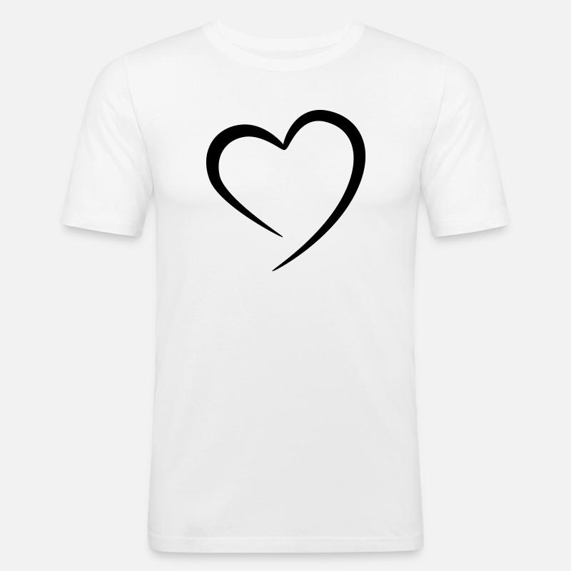 Herz - Männer Slim Fit T-Shirt - Weiß