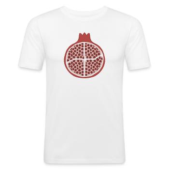 Granatapfel-Scheibe - Männer Slim Fit T-Shirt - Weiß - Vorne - Nik (191cm)
