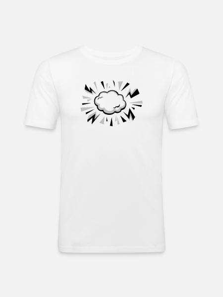 Comic Cloud with Lightning - Men's Slim Fit T-Shirt - white
