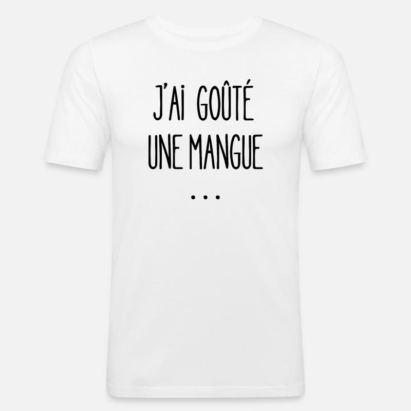 Ich habe eine Mango probiert - Männer Slim Fit T-Shirt - Weiß