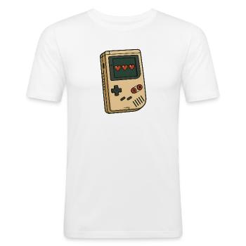Retro Game Boy Heart Design - Men's Slim Fit T-Shirt - white - Front - Nik (191cm)