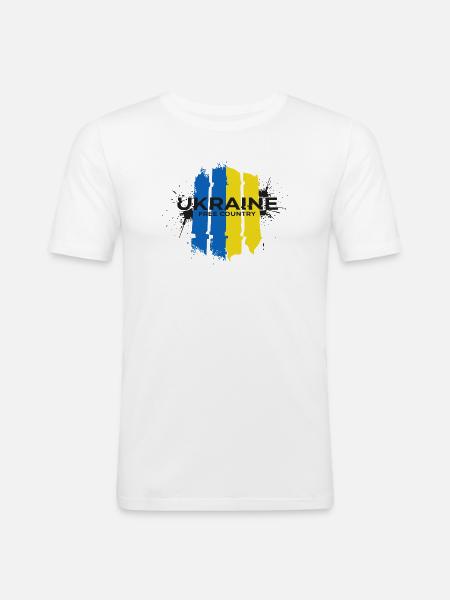 L’Ukraine Pays Libre Drapeau Art - T-shirt près du corps Homme - blanc