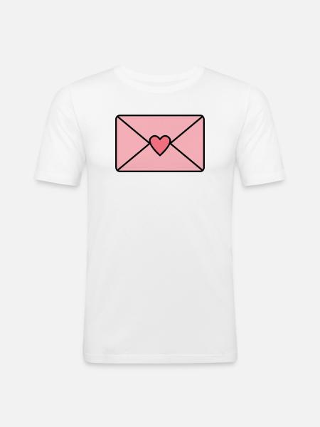 Liebesbrief mit Herz - Männer Slim Fit T-Shirt - Weiß