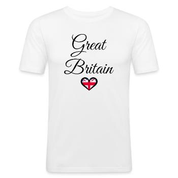 Great Britain Heart Tee  - Men's Slim Fit T-Shirt - white - Front - Nik (191cm)