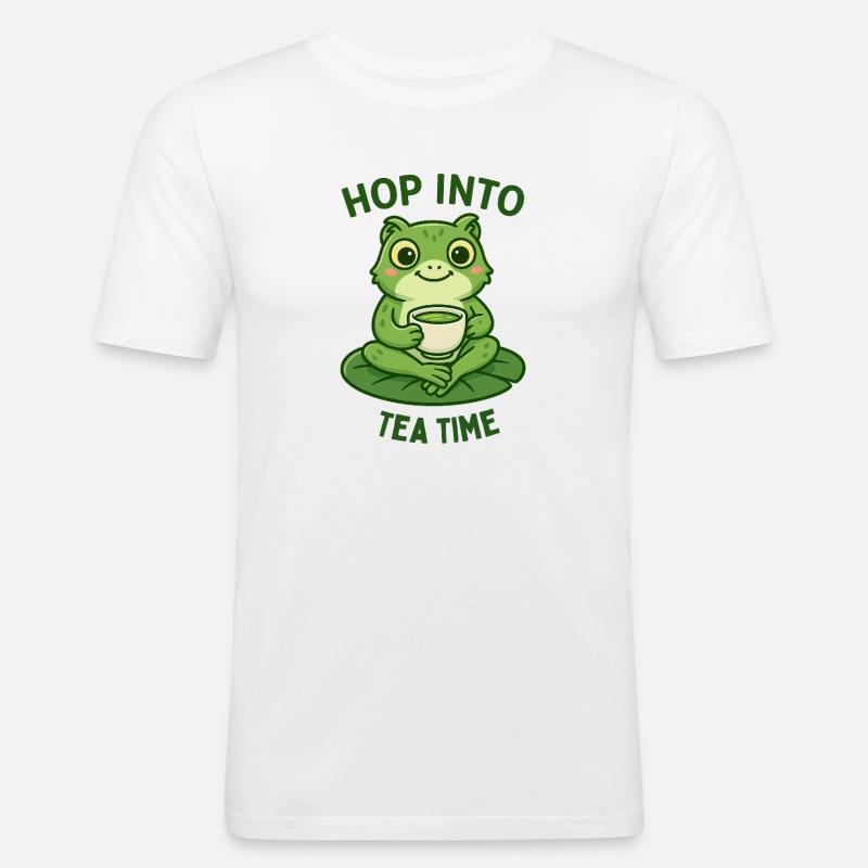 Frosch Teezeit Matcha Illustration Design  - Männer Slim Fit T-Shirt - Weiß