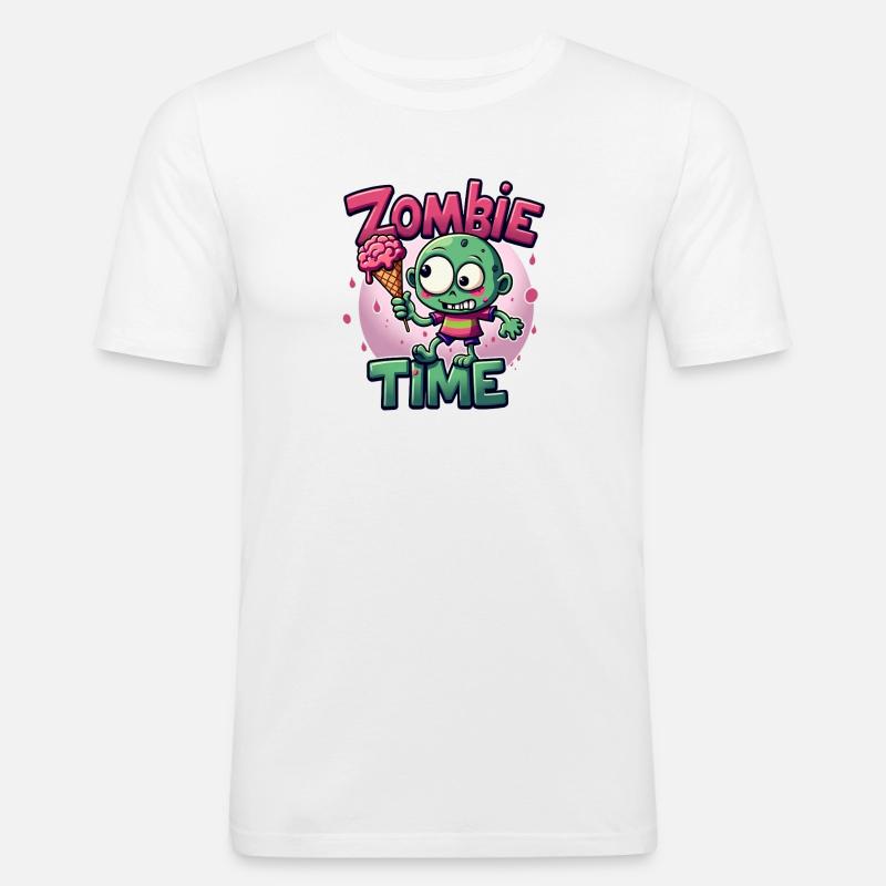Zombie Time Eiscreme Comic - Männer Slim Fit T-Shirt - Weiß