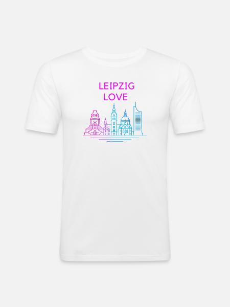Leipzig Love Skyline Silhouette City Stadt - Men's Slim Fit T-Shirt - white