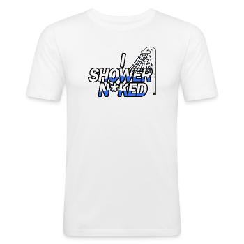 Sous la douche nue - T-shirt près du corps Homme - blanc - Devant - Nik (191cm)